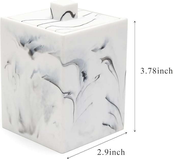 Joitsvia Qtip Holder with Lid, Bathroom Resin qtip holder dispenser , Cotton Swab Container jars, Cotton Ball Organizer for Floss Jewelry Necklace Ring Earring Storage jar Gift Case, Ink White