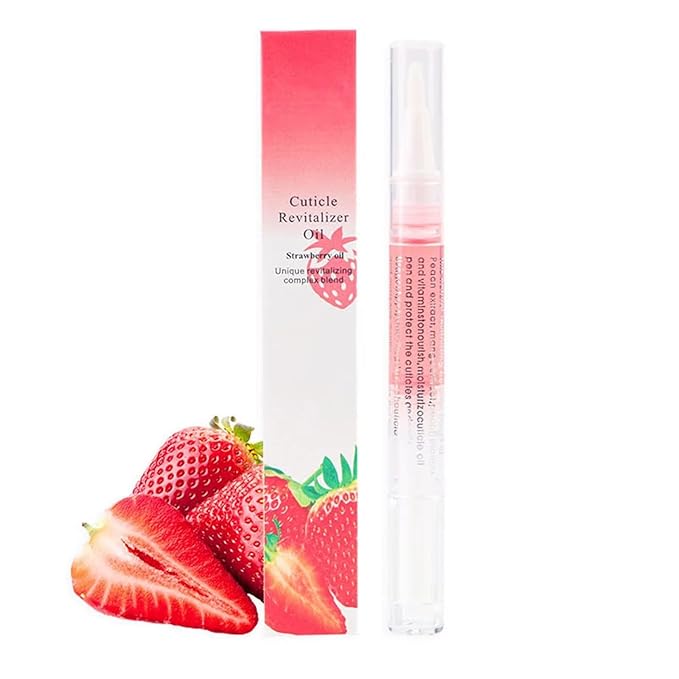 Yimart Set of 4pcs Strawberry Flavor Cuticle Revitalizer Oil Pen with Soft Brush,Nail Nutritional Cuticle Oil Pen For Anti-barb Finger Edge Nail Care Tool