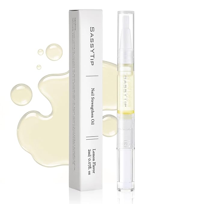 SASSYTIP Nail Strengthen Oil Pen | Fast-Absorbing Cuticle Oil with Biotin & Ginseng | For Brittle & Peeling Nails | Jasmine, Rose, Lemon Scents | Home, Office, Travel Use (Lemon)