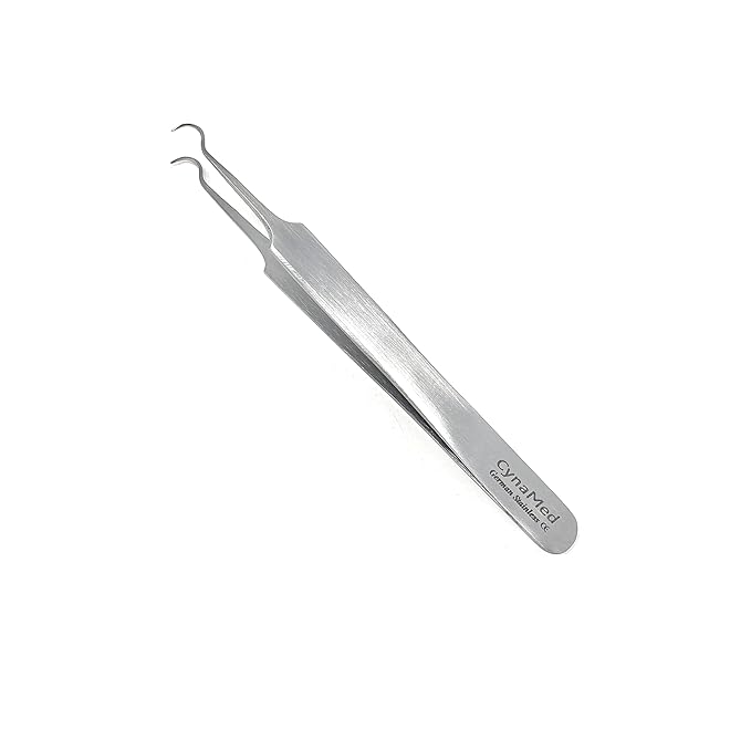 Blackhead Tweezer - Professional Curved Steel Tip Surgical Comedone & Splinter Extractor. Ideal Blemish & Acne Remover Tool Means Flawless Facial Skin (Red)