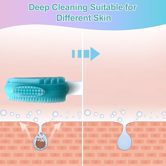 MUIIGOOD Blue Silicone Face Scrubber Face Mask Brush Exfoliating Lip Brush Cleansing Brush Facial Cleansing/Wash Exfoliator Blackhead Skin Care Tool Makeup Removes Dead & Dry Skin for Women