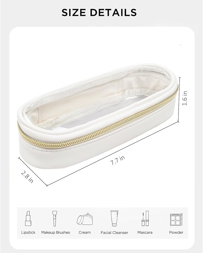 FFpaw Clear Makeup Brush Holder, Travel Makeup Brush Pouch Makeup Brush Bag Organizer Makeup Brush Travel Case with Zipper Waterproof Makeup Travel Case Cosmetic Bag for Women
