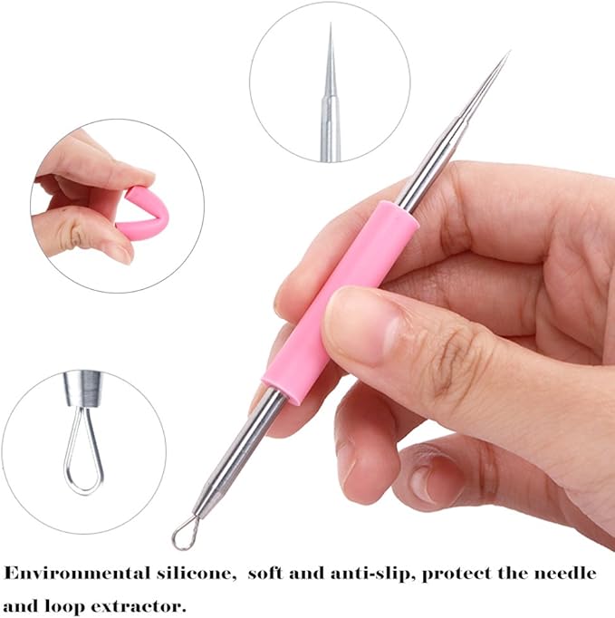 BEZOX Professional Acne Removal Needle, Whitehead & Blackhead Remover, Pimple Extractor Tool