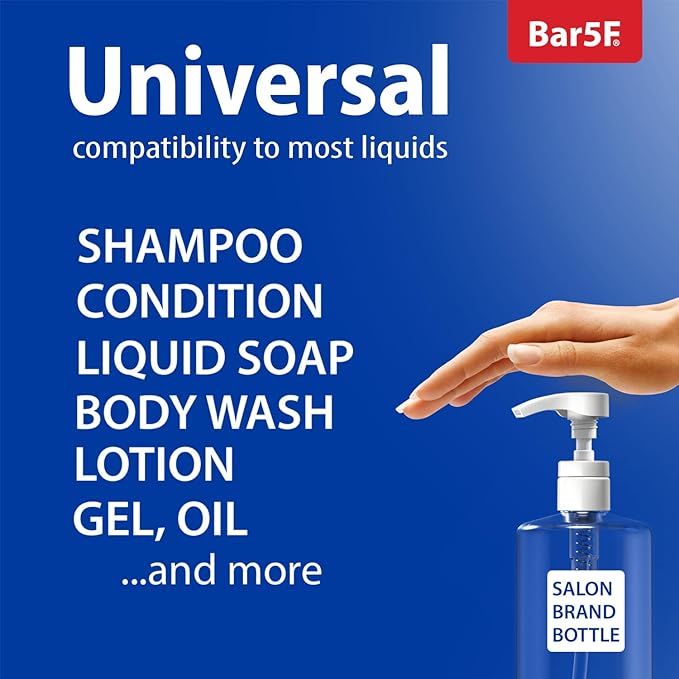 Bar5F Pumps for Shampoo and Conditioner Bottles, Salon-Brand Liters, 2 Pack