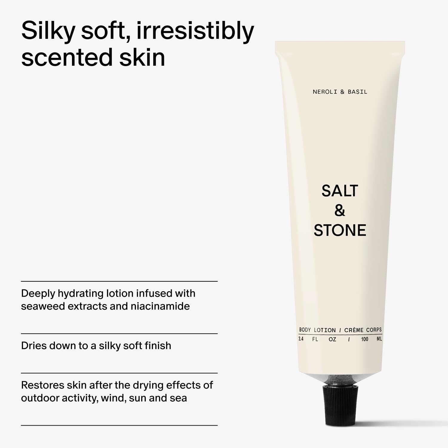 Salt & Stone Body Lotion for Women & Men, Vegan, Neroli & Basil 3.4 fl oz