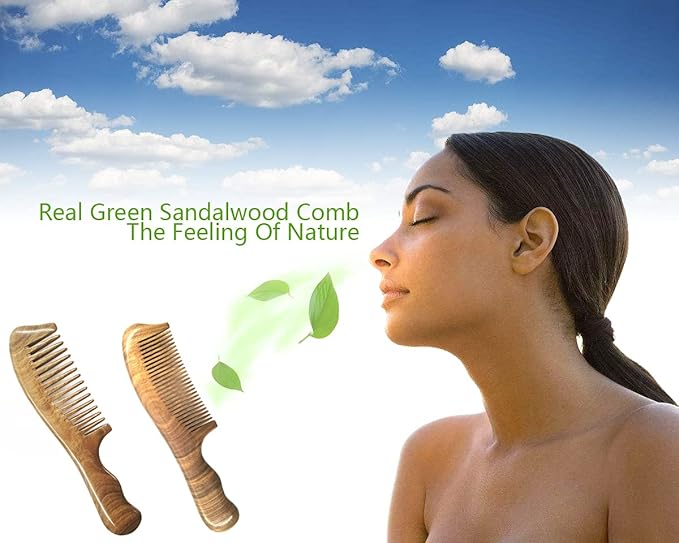 Wood Hair Comb Fine Tooth Comb Anti-static Hair Comb for Thick Hair