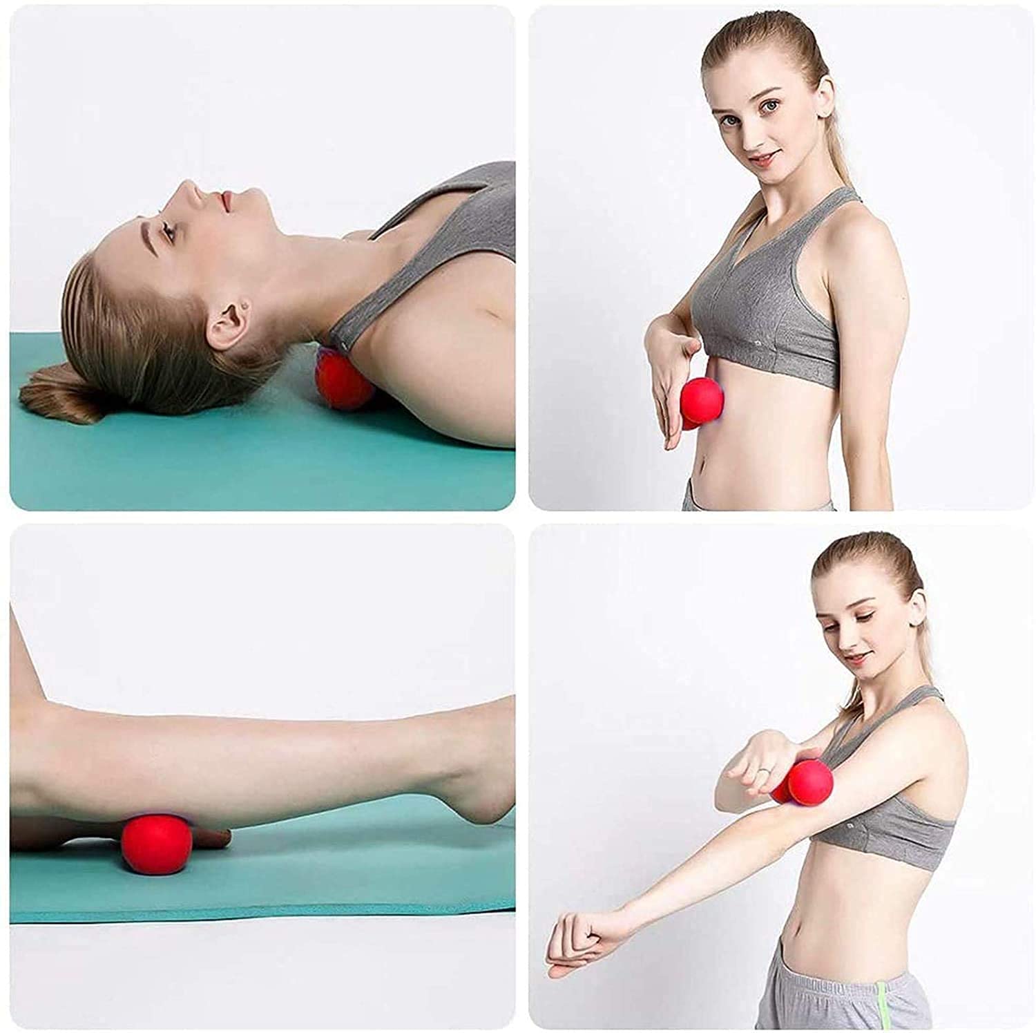 WOVTE Massage Lacrosse Ball for Sore Muscles, Shoulders, Neck, Back, Foot, Body, Deep Tissue, Trigger Point, Muscle Knots, Yoga and Myofascial Release (Red)