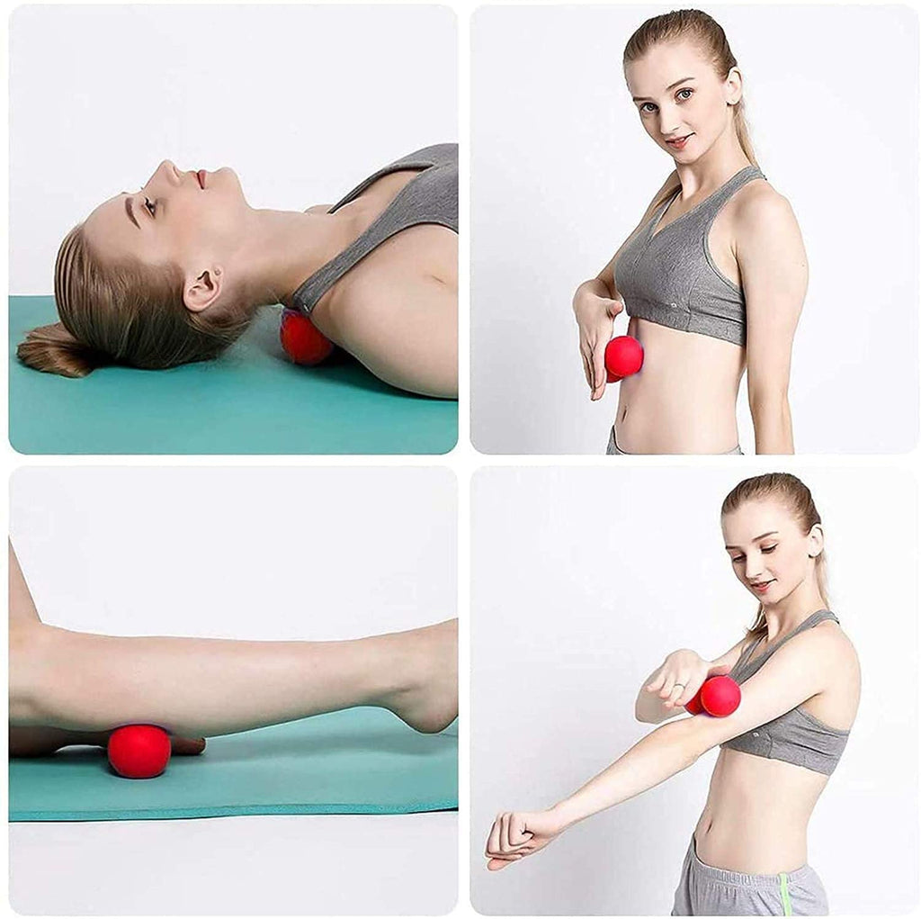 WOVTE Massage Lacrosse Ball for Sore Muscles, Shoulders, Neck, Back, Foot, Body, Deep Tissue, Trigger Point, Muscle Knots, Yoga and Myofascial Release (Red)