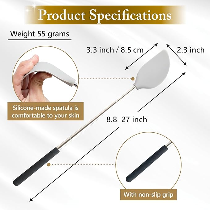 FieldSora Cream Applicator for Back Telescopic Easy to Clean Applies Creams, Sunscreens, and Ointments (Accurate Application)