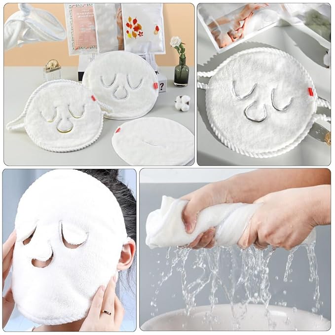 Beaupretty Hot Cold Facial Mask Towel 2Pcs Reusable Coral Fleece Moisturizing Spa Towels for Facial Care Steaming Compress for Skin Pore Cleansing and Relaxation
