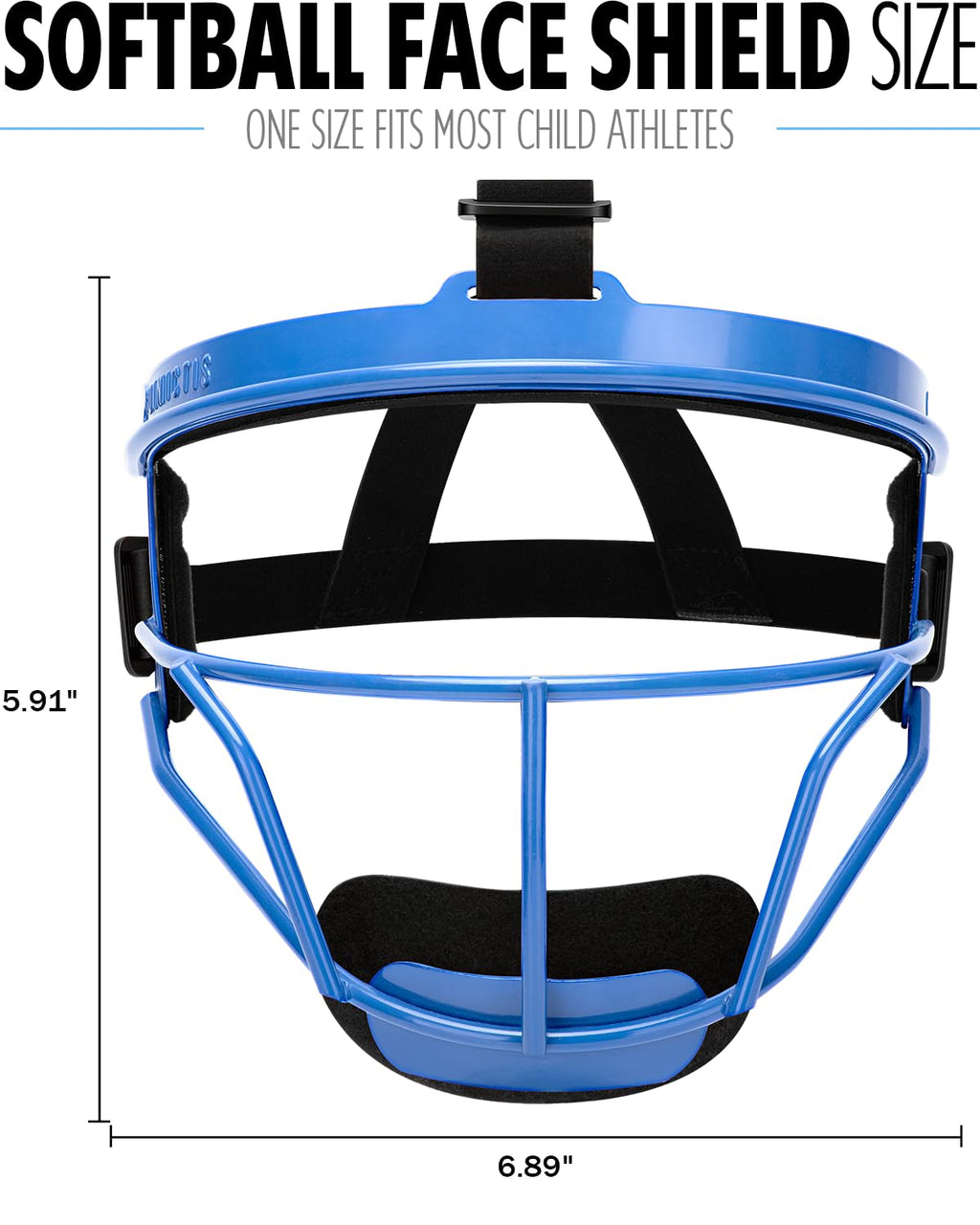 Dinictis Softball Face Mask, Lightweight, Comfortable, with Wide Field Vision, Durable and Safe Face Guards, Premium Protective Softball Fielder's Mask-Blue-Child(S)