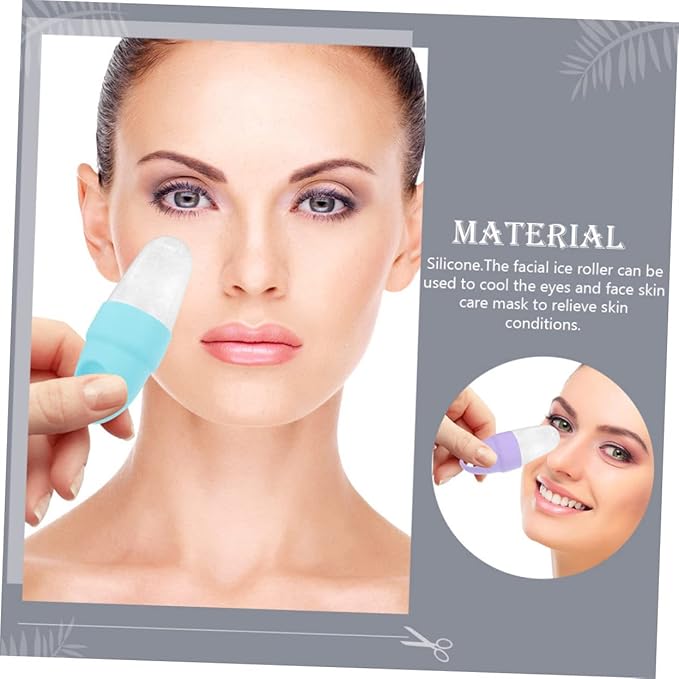 2pcs Silicone Facial Ice Mold for Eye Puffiness Relief Portable Face Massage Roller Compact Ice Compress Tool for Morning Swelling and Pore Shrinking