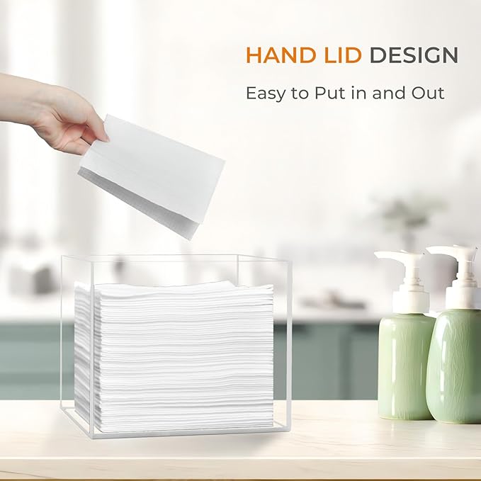 Rolheit Disposable Face Towel Holder, Acrylic Face Towelettes Storage Box for Face Towels, Facial Towel Containers, Makeup Remover Cloth Organizer