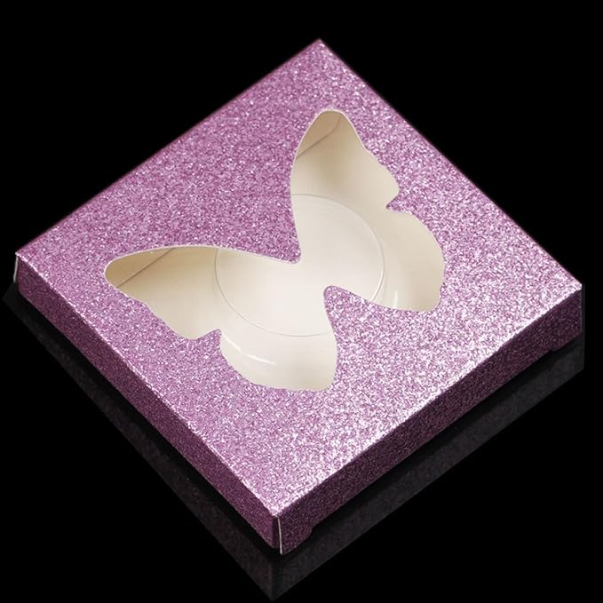 10 Sets Colored Square False Eyelash Organizer Boxes with Butterfly Cutout, Lash Packaging Cases for Makeup Storage, Pink Lash Holders for Cosmetic Use