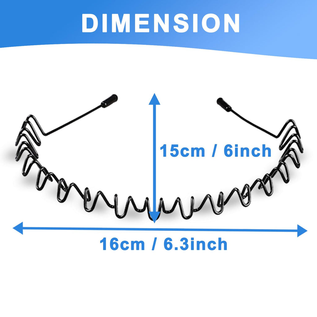 KELUBATU Metal Headband for Men,Zig Zag Wire Hair Band,Non Slip 2 Pcs