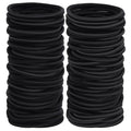 Sderoq 100pcs Womens Elastics Hair Tie, 4MM Black Ponytail Holders Hair Bands, 2 Inch in Diameter Elastic Band for Medium to Thick Hair (4mm Black)