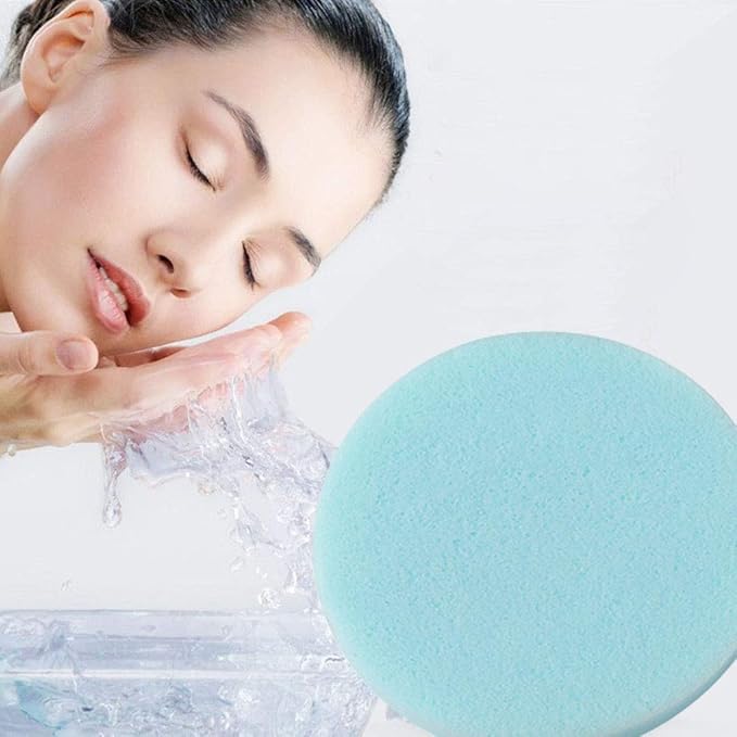 Tegelrying Facial Sponge Compressed,60 Pcs PVA Professional Makeup Removal Wash Round Face Sponges Spa Pads Exfoliating Cleansing for Women,Blue,Purple