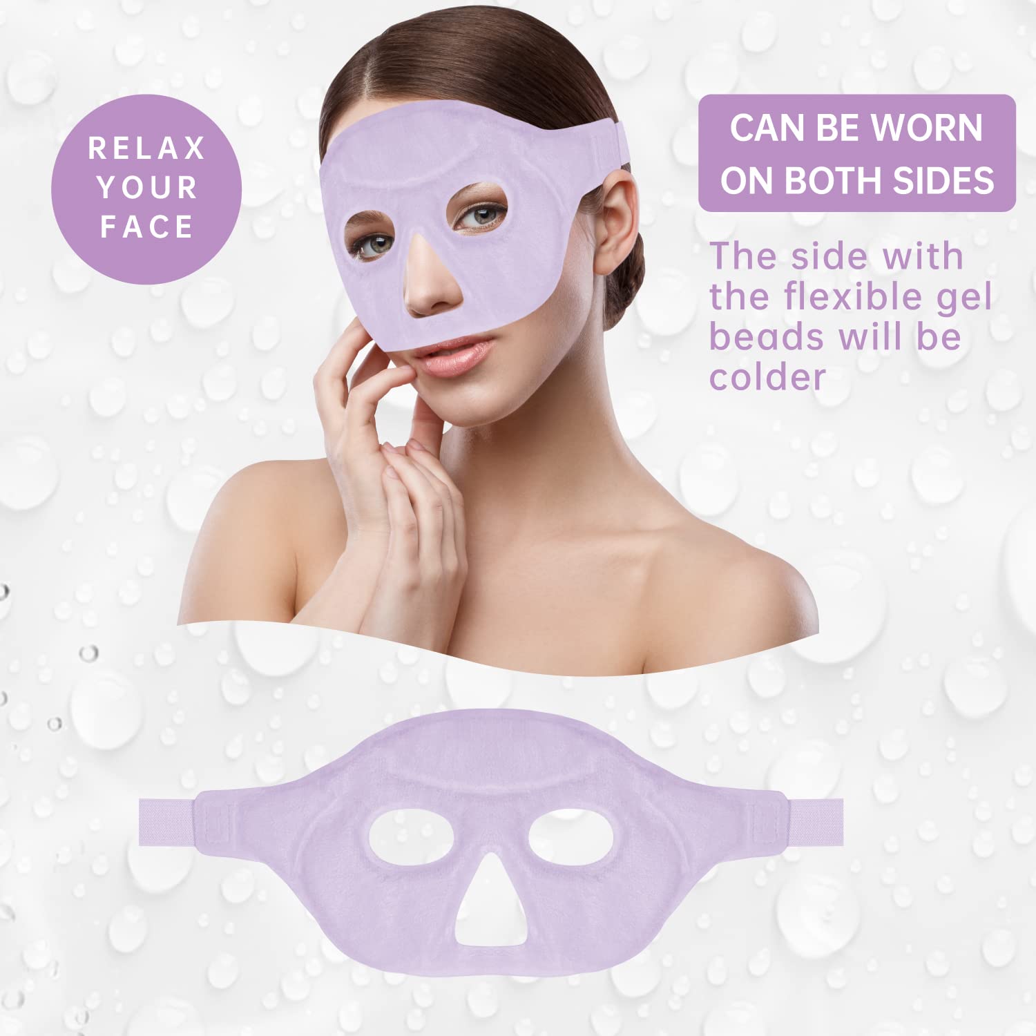 Ice Face Eye Mask for Woman Man,Hot or Cold Gel Face Ice Mask Reusable