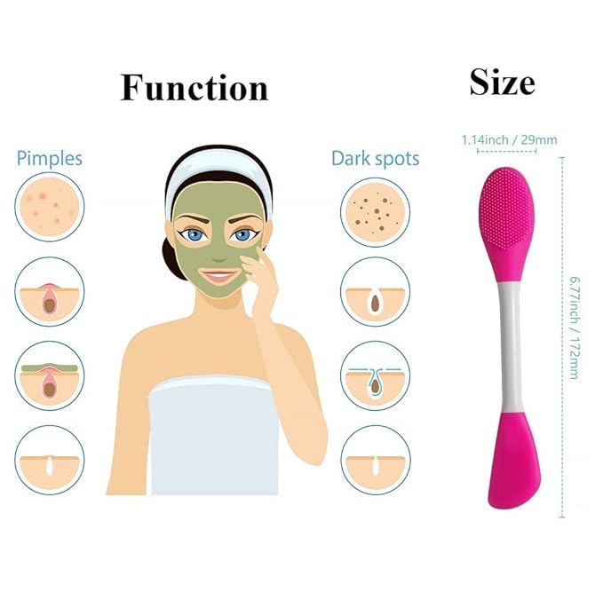 LASSKY Silicone Brushes,Double-Ended Silicone Face Mask Brush,Facial Cleansing Brush, Premium Soft Facial Masks Other Skin Care Applicator Tool for Cream, Body Lotion,Moisturizer (Rose Red)