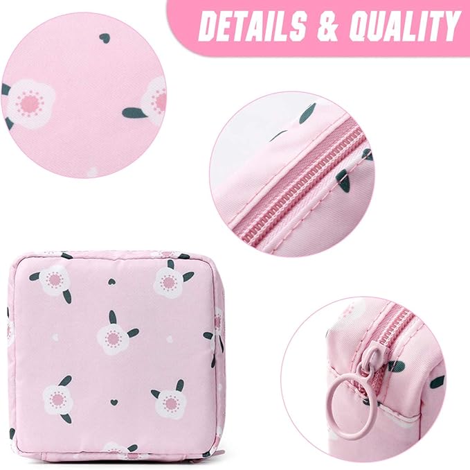 Tuciyke Sanitary Napkin Storage Bag,Menstrual Cup Pouch,Nylon Portable Sanitary Napkin Pads Storage Bags Feminine Menstruation First Period Bag for Teen Girls Women Ladies(2 Pack)