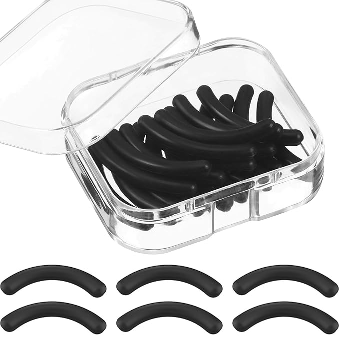 Zhehao Eyelash Curler Refill Pads, Silicone, Universal Fit, Clear Box, Black