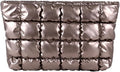 HFLZBRO Puffy Quilted Makeup Bag, Cosmetic Bag, Travel Toiletry Organizer Pouch, Clutch for Women (Gold)
