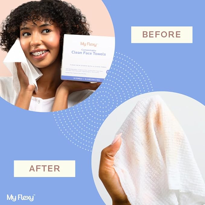 Disposable Biodegradable Face Towels XL for Skin Care & Makeup Remover Dry Wipes, Clean Facial Towel, Hypoallerganic Wash Cloth, Clean Face Towels, Ultra Soft & Absorbent Dry Wipe, Hygienic Towelettes