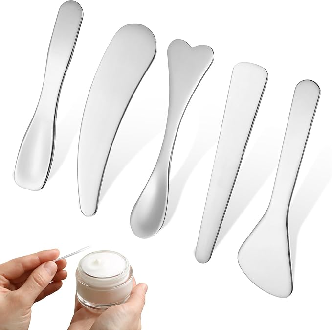 5pcs Stainless Steel Cream Spoon Mini Metal Makeup Spatula