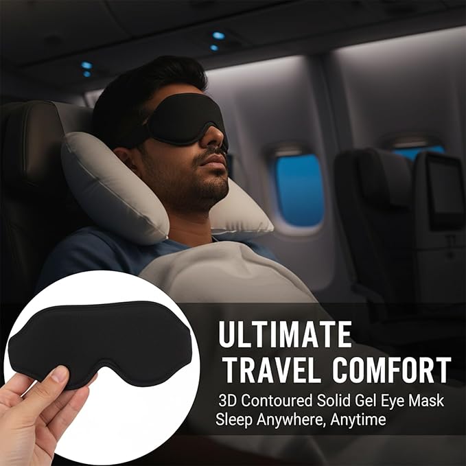 3D Cooling Gel Eye Mask - Reusable Cold & Warm Sleep Mask, Soft Gel Ice Pack for Puffiness, Dark Circles Relief & Headache Comfort