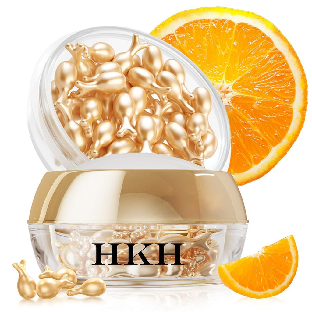 HKH Vitamin C Serum For Face: 38 Capsules Anti-Aging Wrinkles With Vit C & Vitamin E Serum For Women Over 30+ - Reducing Fine Lines - Smoothing & Firming Skin - Travel Friendly