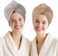 Microfiber Hair Drying Towel Wrap for Women, Hair Turbans Towel for Wet Hair,turbie Twist Hair Towels(The Color of the Picture is for Reference only) (Gray,Brown)