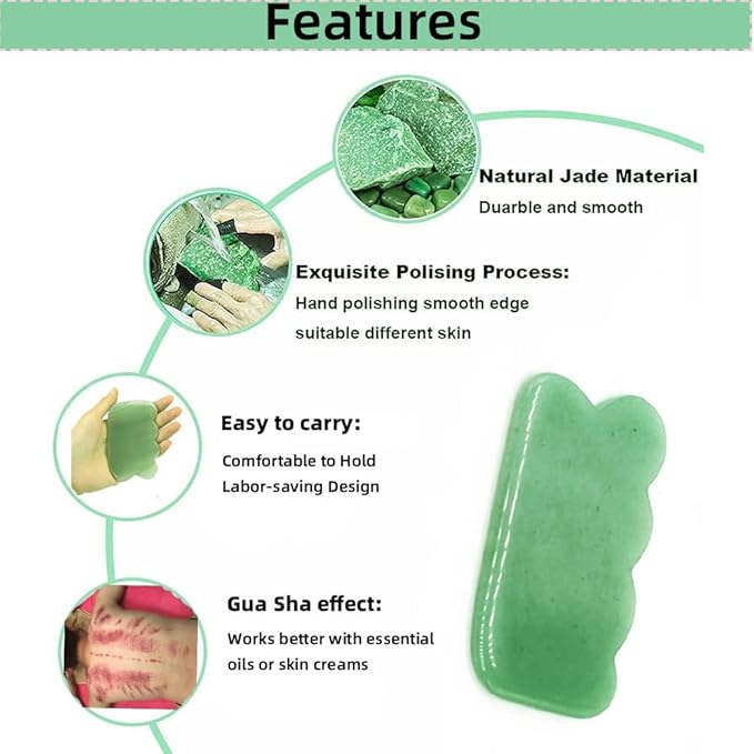 TOP SEWING Gua Sha Facial Tool Natural Jade Stone Massage Board Tools for SPA Acupuncture Therapy Trigger Point Treatment, Gua Sha Scraping