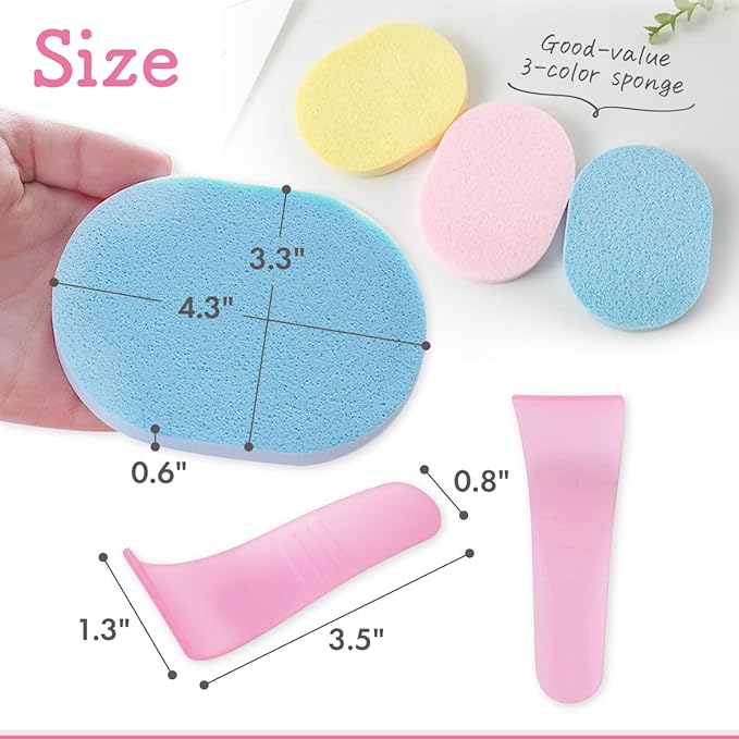 Hair Removal Aid Kit: 3 Body Sponges & Depilatory Cream Spatula - Gentle on Skin, 100% PVA Material, for Men & Women