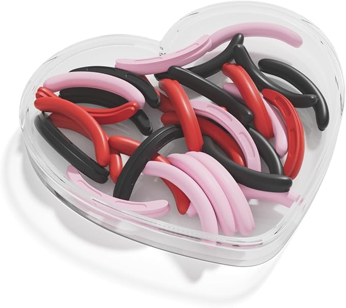 Eyelash Curler Refills with a Heart-Case, 30PCS Colorful Eyelash Curler Pads, Compatible with Universal Eye Lash Curler, Soft and Elastic to Create an Excellent Curling Effect