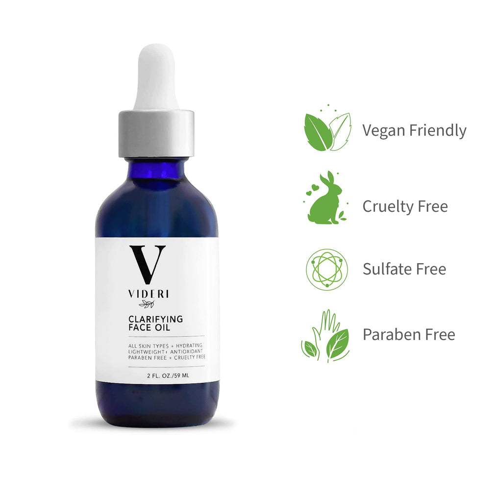 Videri Gua Sha Face Oil - Anti Aging Organic Face Serum, Grapeseed, Argan, Grapefruit & Vitamins C & E. Nature Vegan Formula, Face Roller Oil for Facial Massage Tools. Large 2 Oz