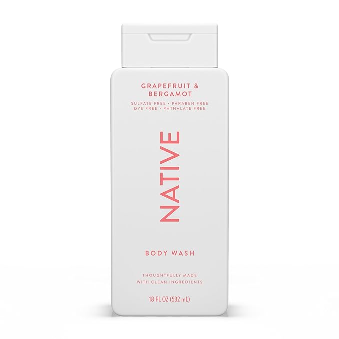 Native Body Wash Contains Naturally Derived Ingredients | For Women & Men, Sulfate, Paraben, & Dye Free Leaving Skin Soft and Hydrating | Grapefruit & Bergamot 18 oz - 2 Pk