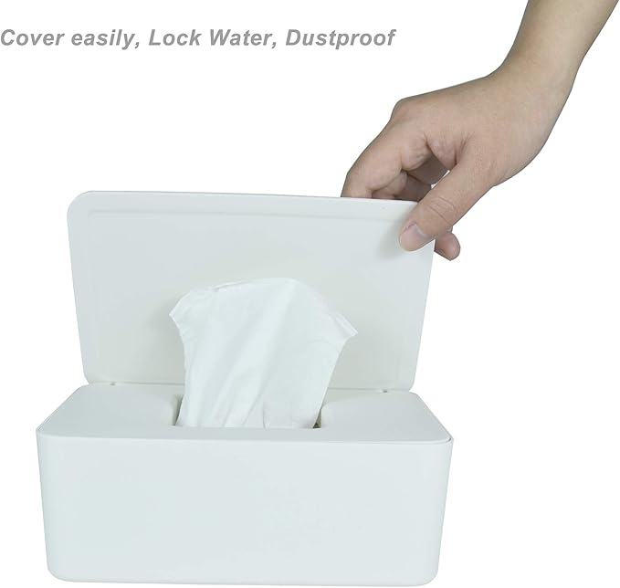 Diaper Wipes Dispenser, Tissue Storage Box Case (White)
