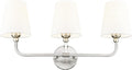 Bathroom Light Fixtures, Brushed Nickel Vanity Lights with Flared White Fabric Shade, 3 Light Wall Sconce, Modern Sconces Wall Lighting for Hallway Bedroom, VL837-BN-3