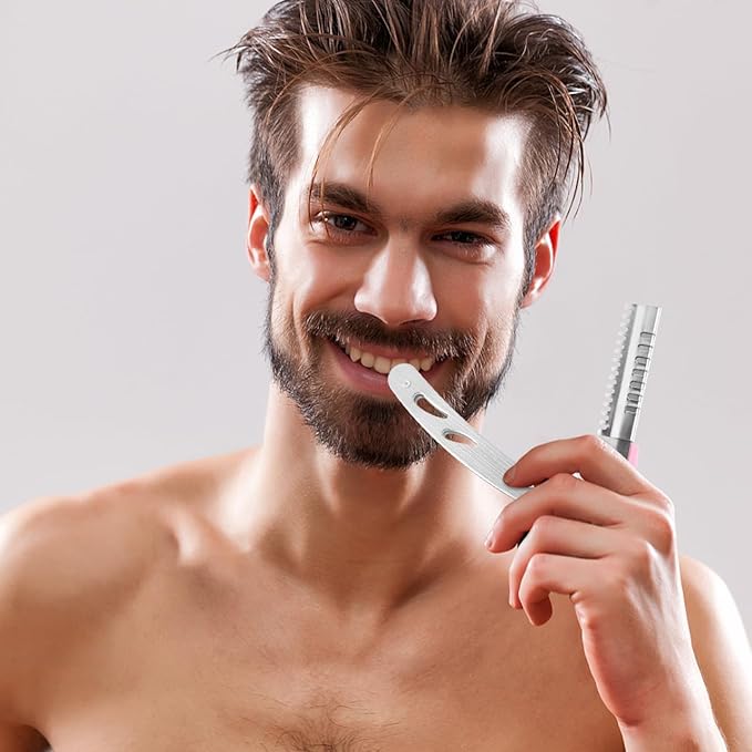 PACKOVE Vintage Manual Straight Razor for Men Foldable Hair Cutting Razor Beard Shaping Tool Eyebrow Trimmer for Salon and Home Use