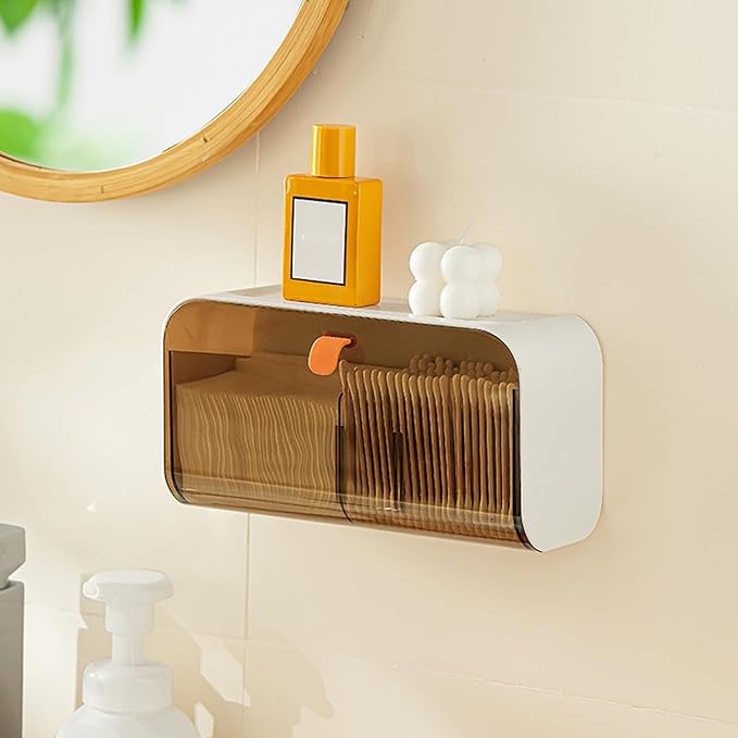 MORNITE Pad Holder for Bathroom,Sanitary Napkins Organizer,Feminine Tampons Storage Day Overnight Cotton Pad Holder, Brown