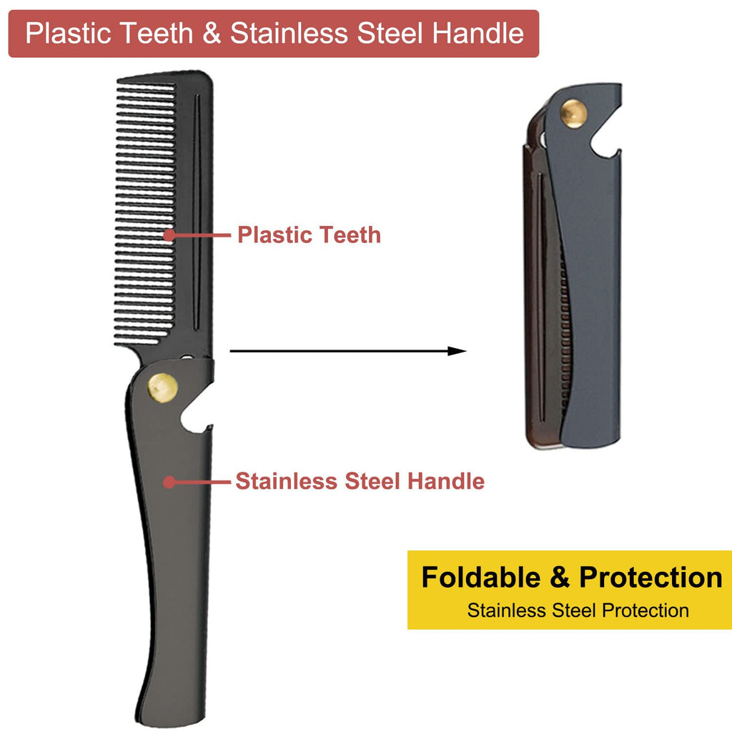 Avenoir Stainless Steel Folding Pocket Comb, Black