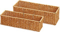 Small Plastic Rattan Baskets for organizing (Set of 2) | Bathroom Basket | Wicker Storage Basket | Toilet Paper Basket | Shelf Baskets | Rustic Style |Water-Resistant and Durable