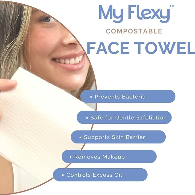 Disposable Biodegradable Face Towels XL for Skin Care & Makeup Remover Dry Wipes, Clean Facial Towel, Hypoallerganic Wash Cloth, Clean Face Towels, Ultra Soft & Absorbent Dry Wipe, Hygienic Towelettes