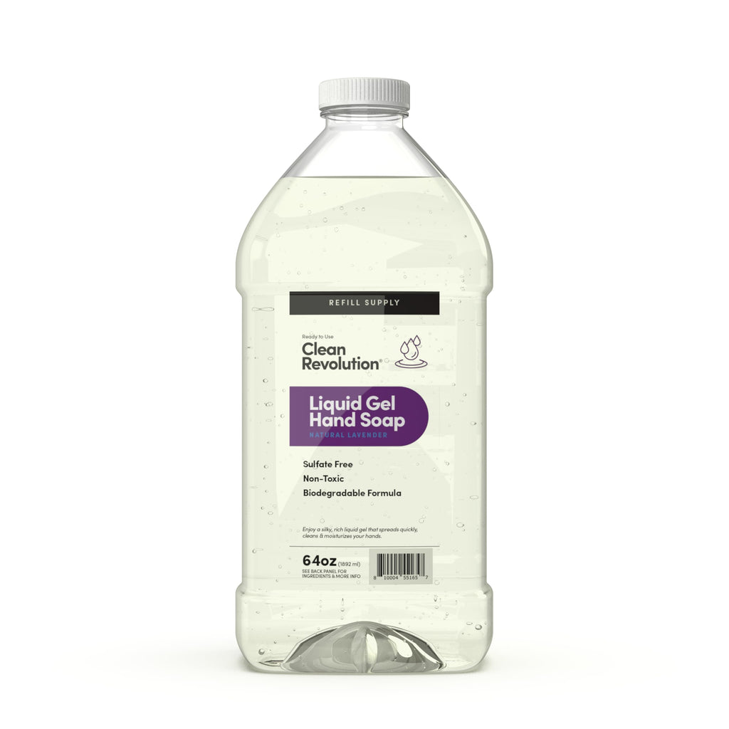 Clean Revolution Liquid Gel Hand Soap Refill with Real Essential Oils – Sulfate-Free Gel Hand Wash, Moisturizing Bulk Refill, Non-Toxic Formula, Made in the USA (Natural Lavender) 64 Fl Oz