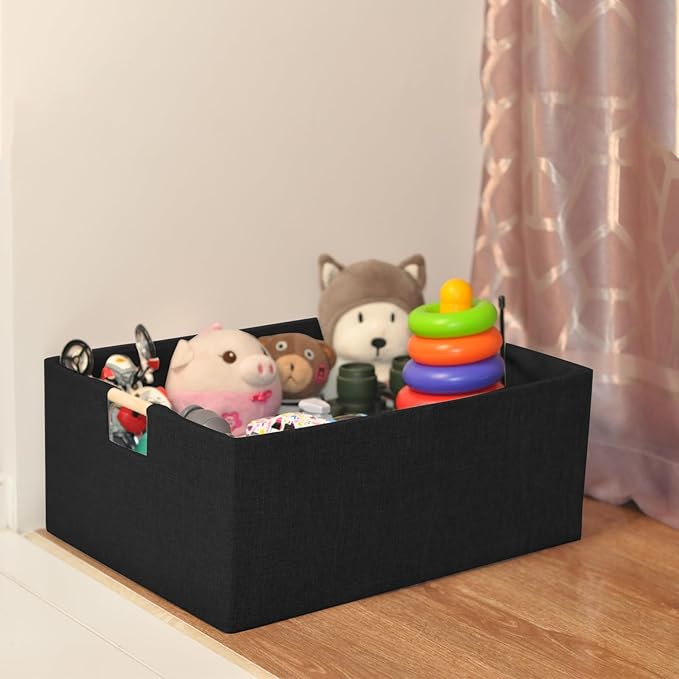 xianshengle Storage Bins & Fabric Storage Basket for Shelves - Decorative Baskets Storage Box Cubes Containers W/Handles for Closet Shelf Nursery Toy, Home, Office, Books,Bathroom (Black)
