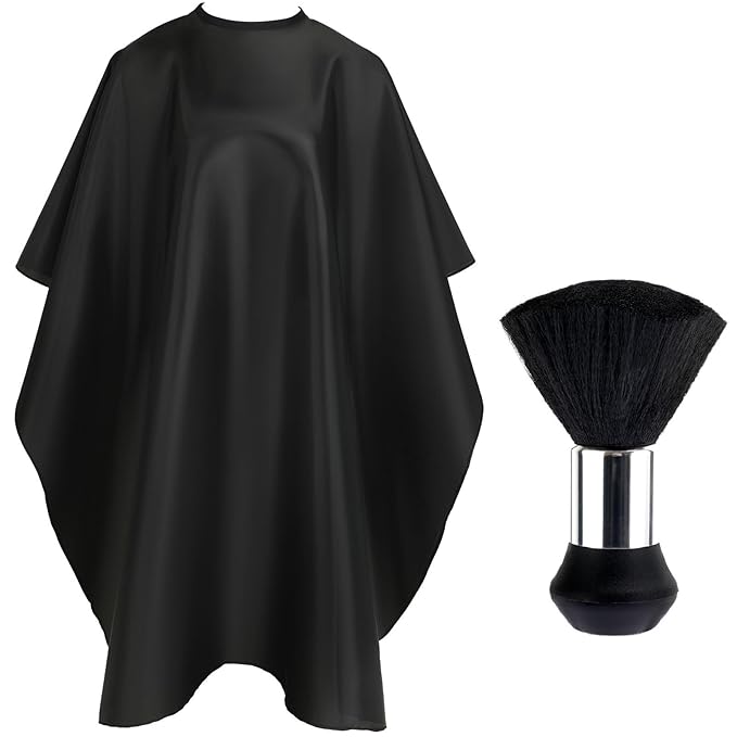 FEBSNOW Hair Cutting Cape Kit,Professional Barber Cape with Duster Brush