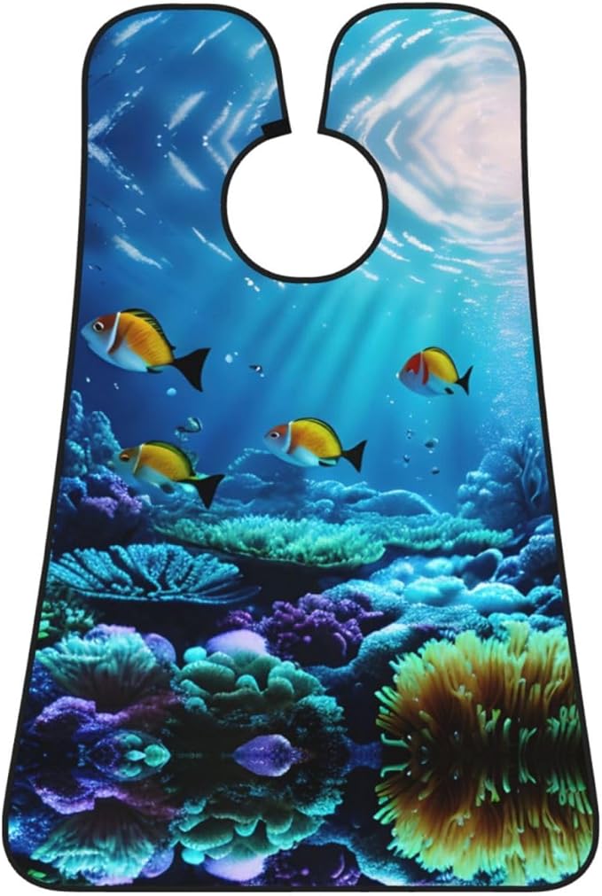 Underwater Scenery Print Beard Bib Shaving Apron, Beard Hair Trimming Cape Gift For Dad
