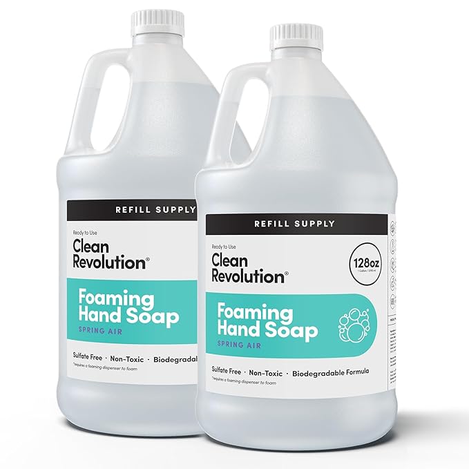 Clean Revolution Foaming Hand Soap Refill with Real Essential Oils, Moisturizing Sulfate-Free Hand Soap, Ready-to-Use Foam Soap Refill for Kitchen & Bathroom (Geranium Mint) 14 oz