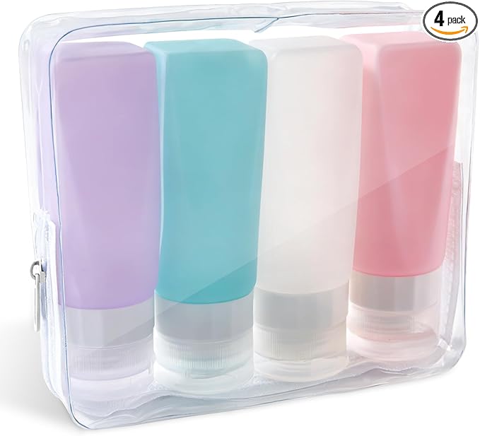 Travel Bottles Leak Proof,3 oz TSA Approved Silicone Squeezable, Refillable Containers Set for Toiletries Shampoo Conditioner Lotion