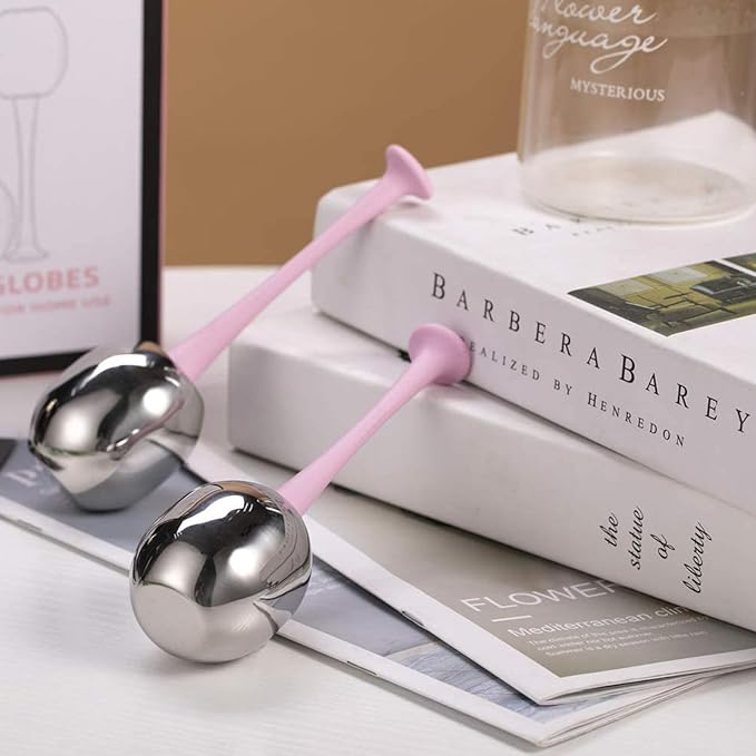 Stainless Steel Ice Globes for Facials - Face Roller for Face Neck & Eyes - Skin Care for Dark Circles, Puffiness, Wrinkles
